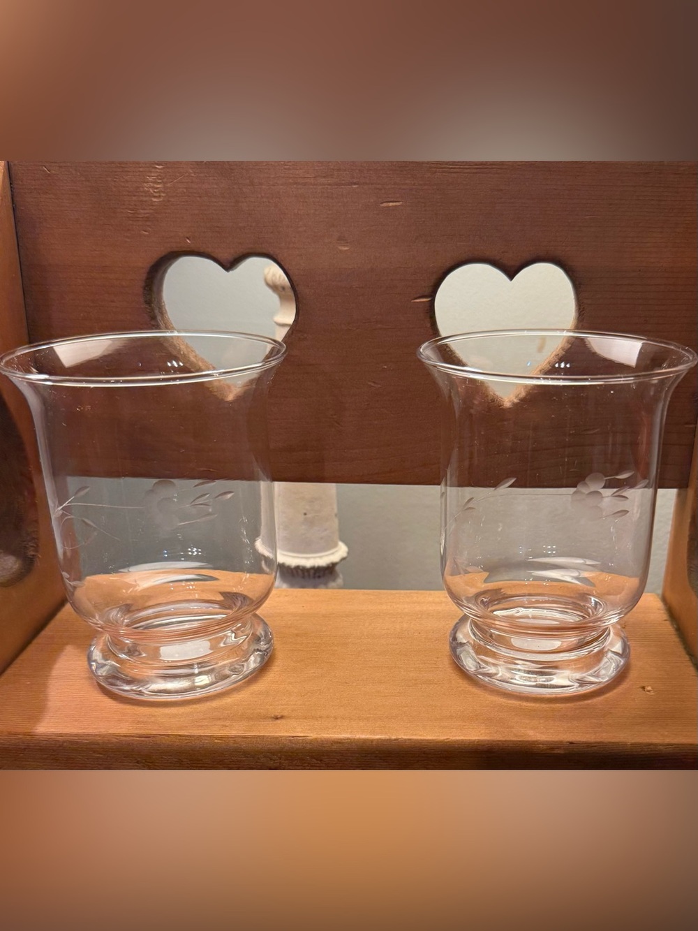 Princess House Crystal Etched Glass Votive Candle Holders Set